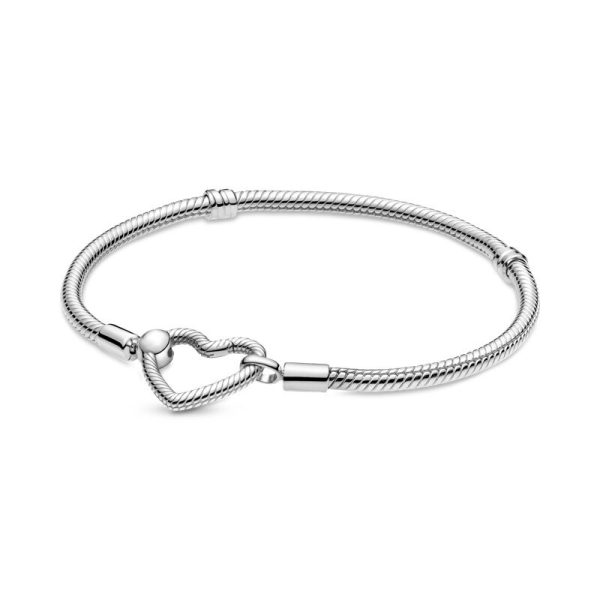 Bracelet breloque chaîne serpent en argent avec motif cœur