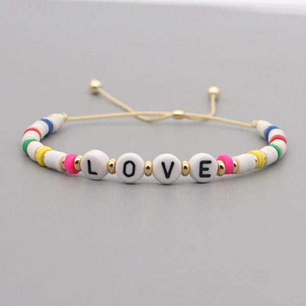 Bracelet heishi réglable perles "LOVE"