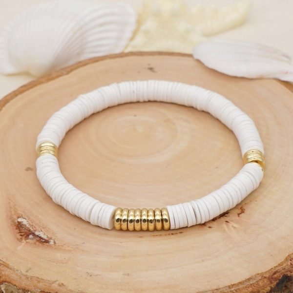 Bracelets Heishi et perles dorées