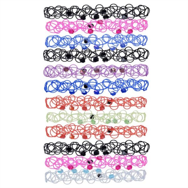 Bracelets élastiques multicolores avec perles 12 pièces