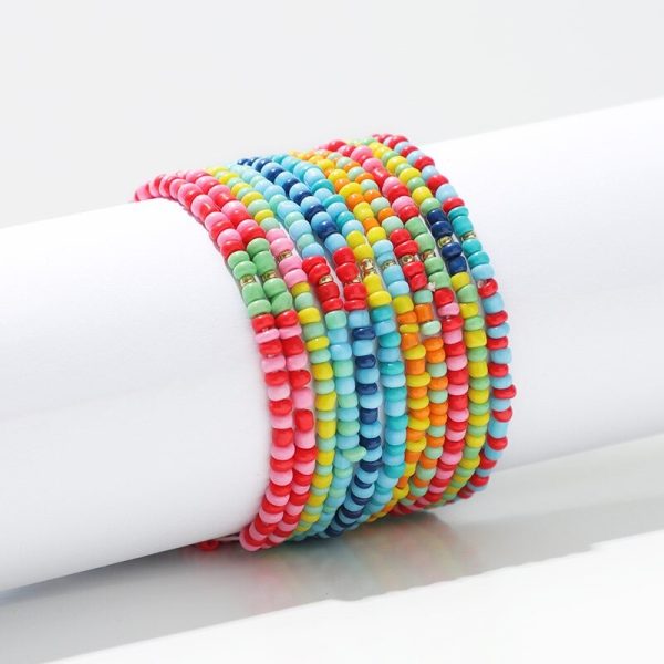 Bracelets élastiques en perles multicolores 12 pièces