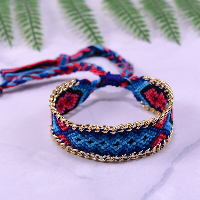 Bracelet brésilien en coton tissé multicolore • Joli Bracelet