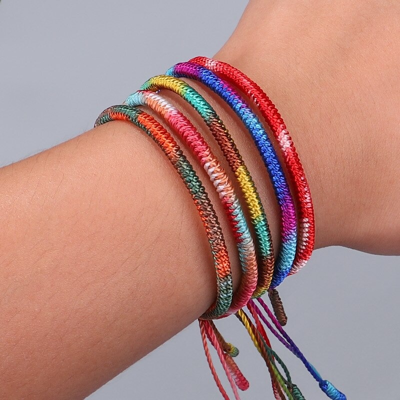 Bracelet brésilien en coton tissé multicolore • Joli Bracelet