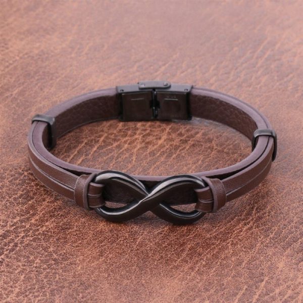 Bracelet infinity en cuir marron