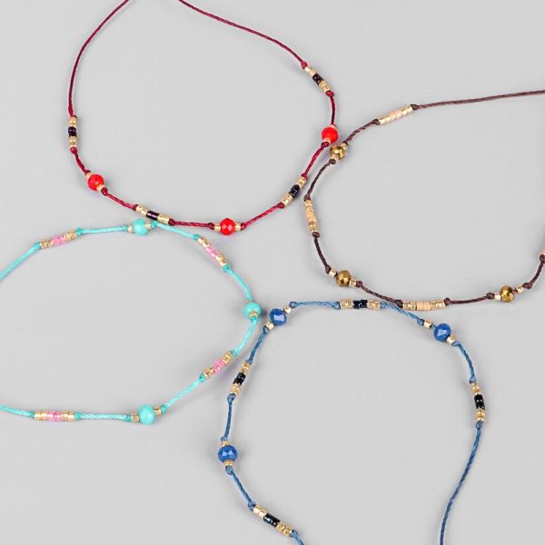 Bracelet japonais cordon avec petites perles de verre