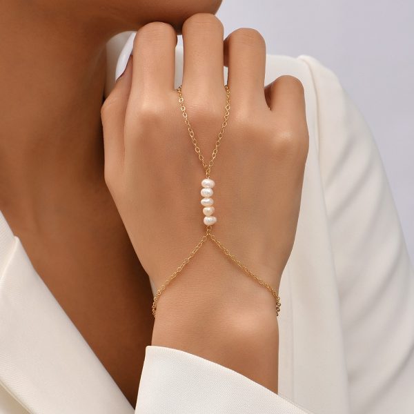 Bracelet bague avec perles d'eau douce