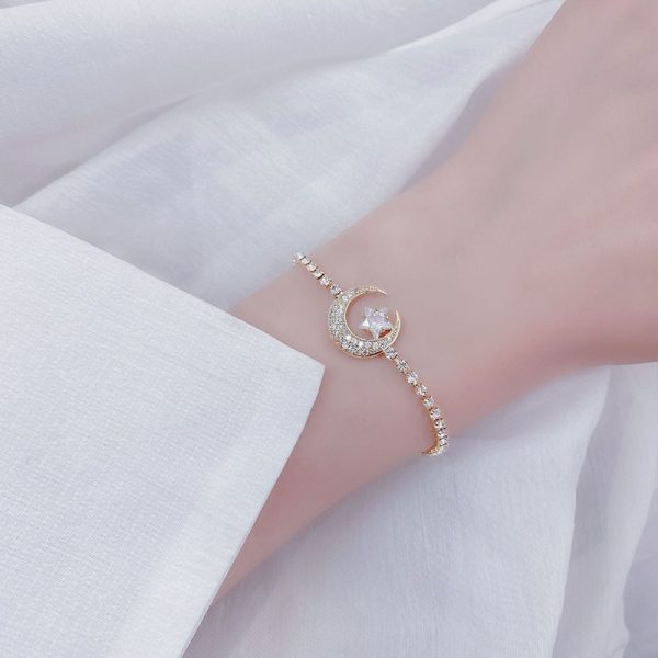 Bracelet lune or avec cristaux de zircon