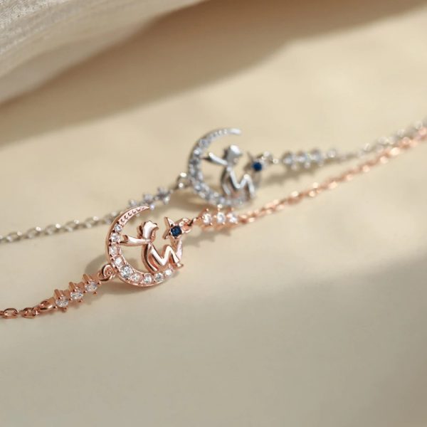 Bracelet lune petit prince avec cristaux de zircon