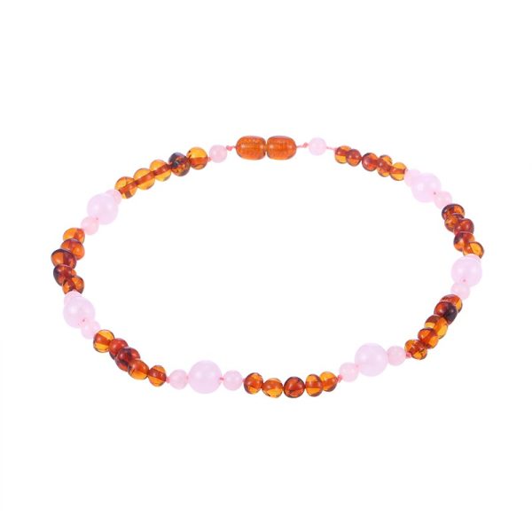 Bracelet ambre bébé avec perles roses