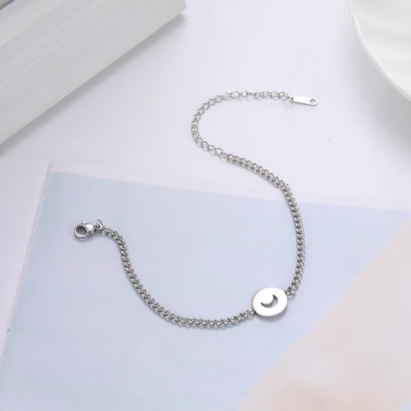 Bracelet lune en acier inoxydable avec chaîne