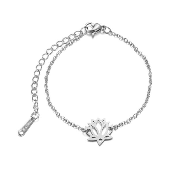 Bracelet lotus en acier inoxydable avec chaîne