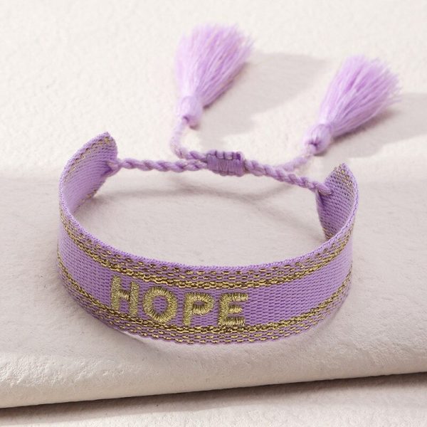 Bracelet macramé mauve avec message Hope