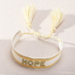 Bracelet macramé beige en coton tissé avec message Hope