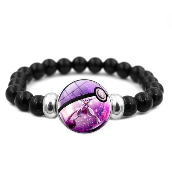 Bracelet Pokémon Mewtwo en perles noires