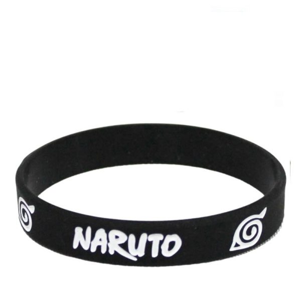 Bracelet Naruto en caoutchouc avec symbole de Konoha 2 pièces