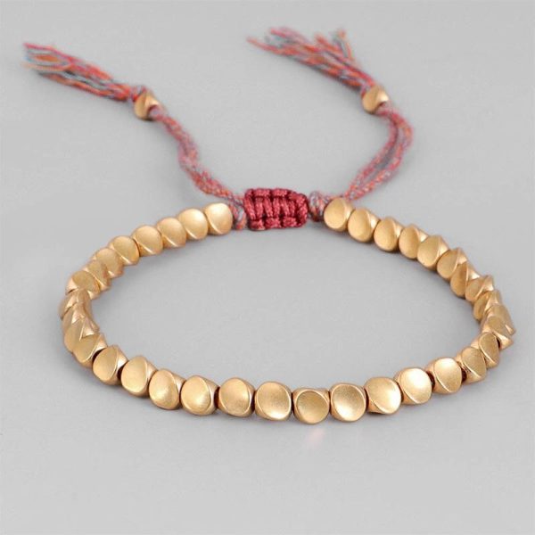 Bracelet tibétain tressés avec perles en cuivre