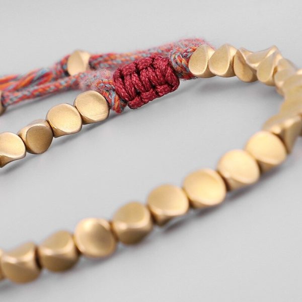 Bracelet tibétain tressés avec perles en cuivre
