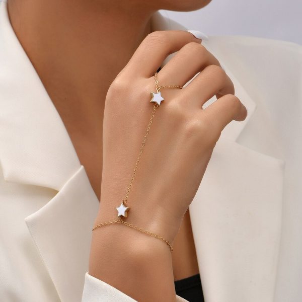 Bracelet bague avec étoiles blanches
