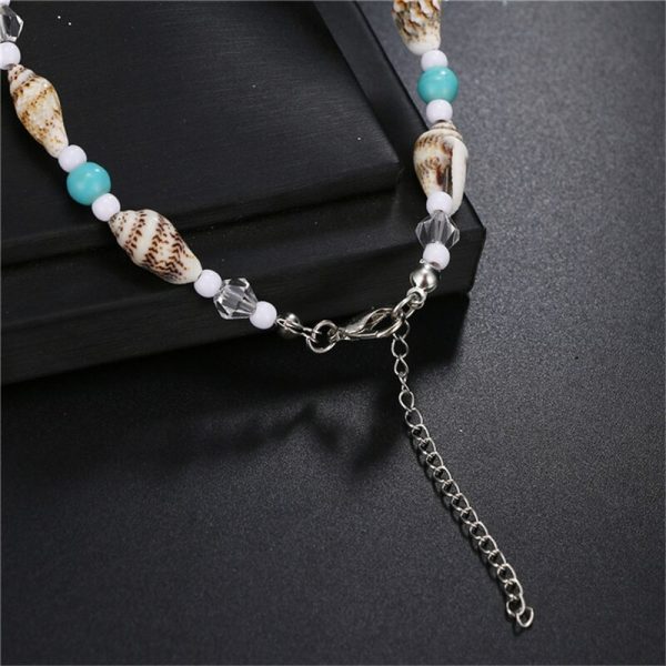 Bracelet cheville en perle et coquillage avec breloque étoile de mer