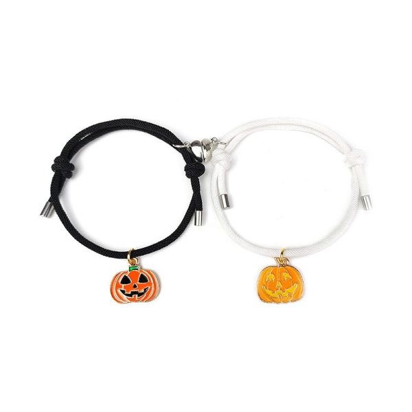 Bracelet amitié avec pendentif halloween noir et blanc