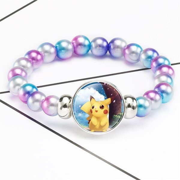Bracelet Pokémon en perles holographiques avec Pikachu