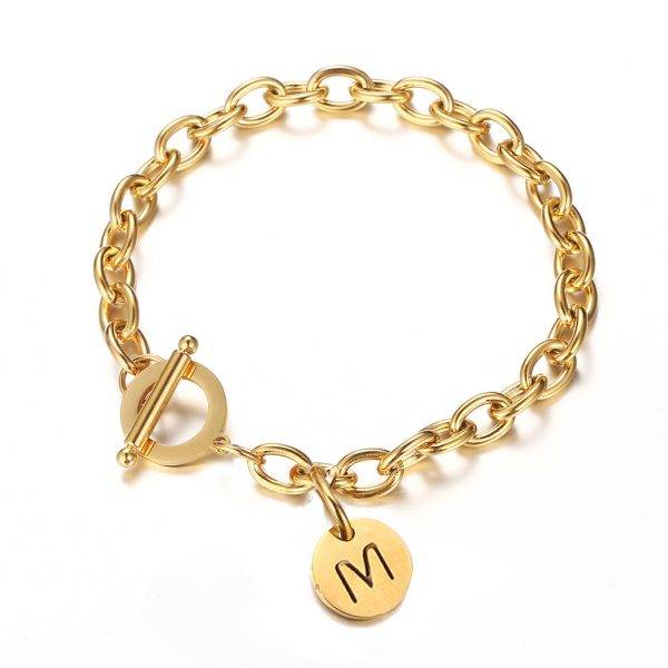 Bracelet initiale doré chaîne maillons