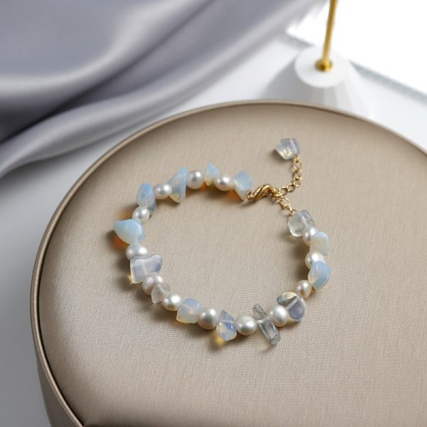 Bracelet pierre de lune et perles d'eau douce