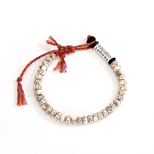 Bracelet bouddhiste de perles de Bodhi naturelles, nœud porte-bonheur