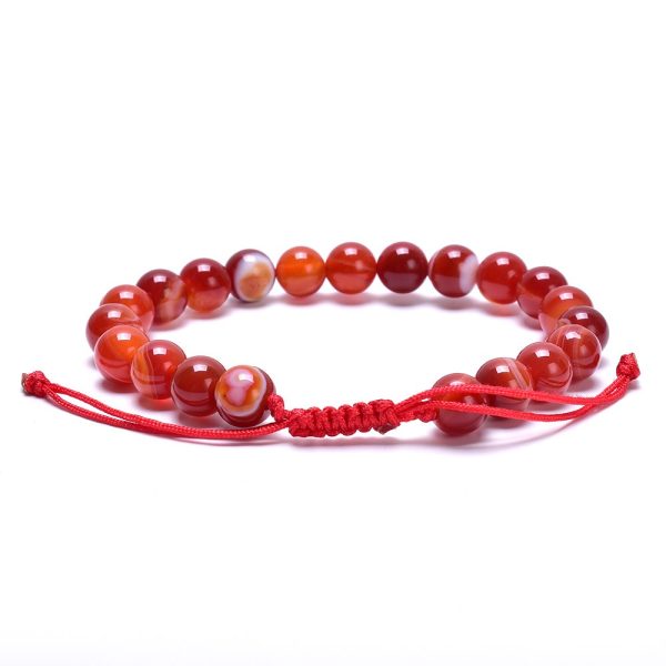 Bracelet cornaline perles naturelles ajustable