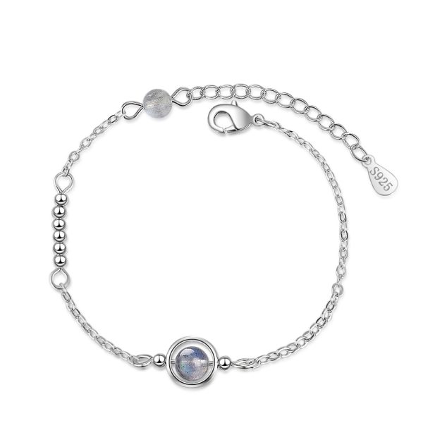 Bracelet pierre de lune chaîne en argent