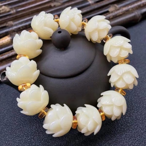 Bracelet bouddhiste en pierre naturelle lotus