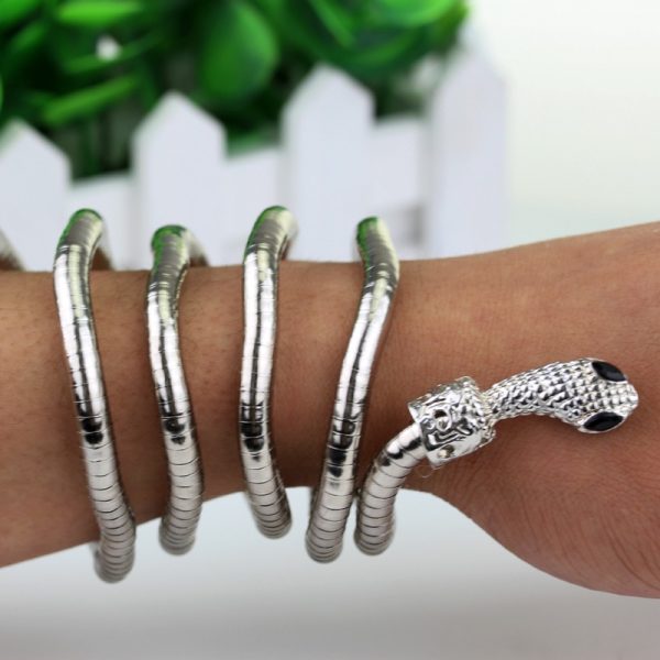 Bracelet serpent en métal argent ajustable