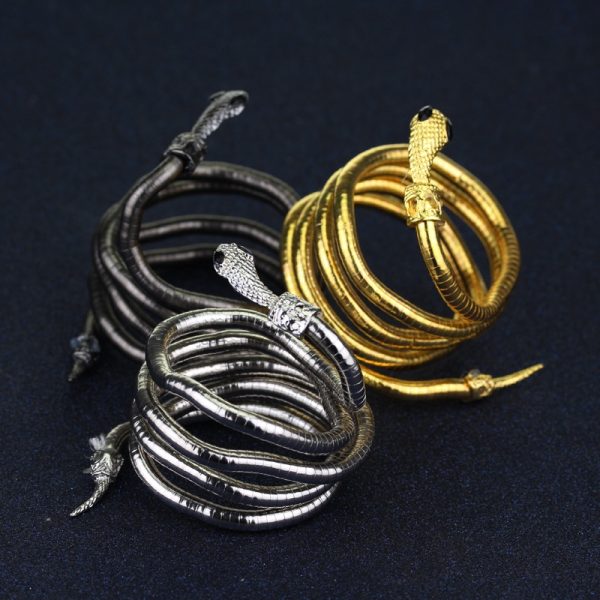Bracelet serpent en métal argent ajustable