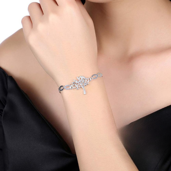 Bracelet arbre de vie chaîne maillon en argent sterling pour femme