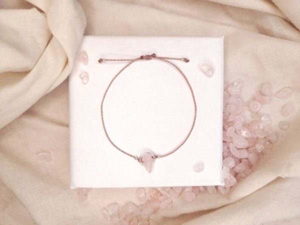 Bracelet quartz rose corde ajustable