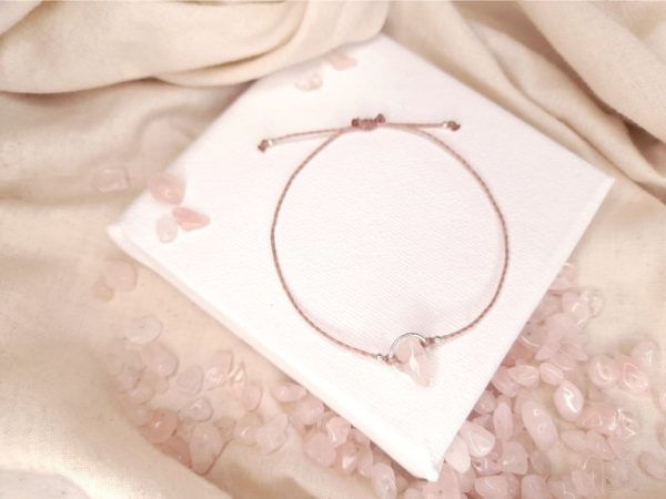 Bracelet quartz rose corde ajustable