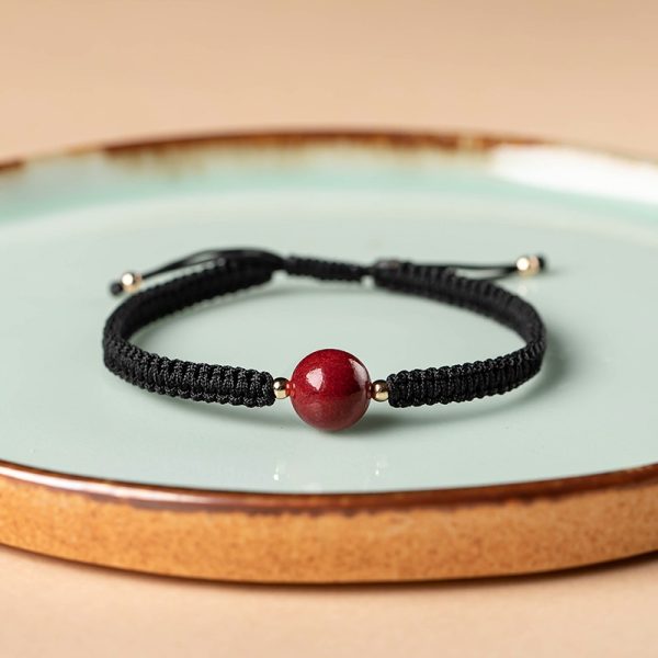Bracelet bouddhiste, en pierre naturelle cinabre rouge