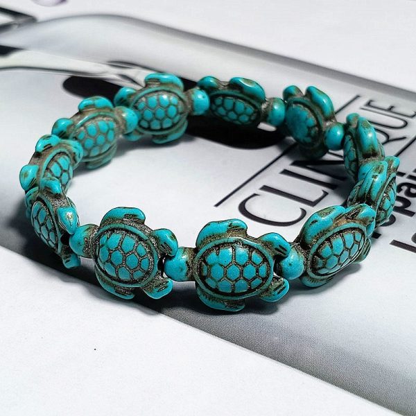 Bracelet tortue ajustable en turquoise