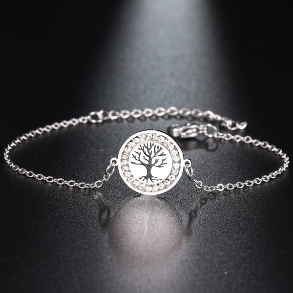 Bracelet arbre de vie chaîne fine et zircon brillants