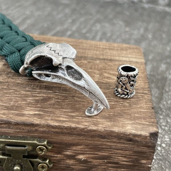 Bracelet viking en corde tressé à la main crane oiseau