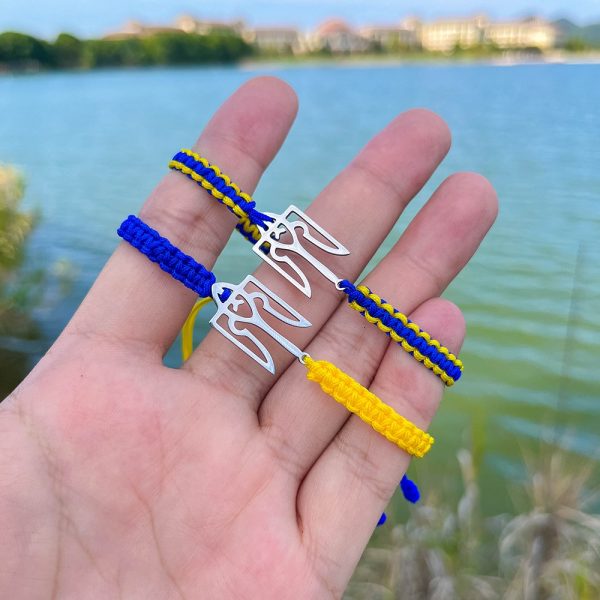 Bracelet de couple aux couleurs de l'Ukraine pendentif Trident