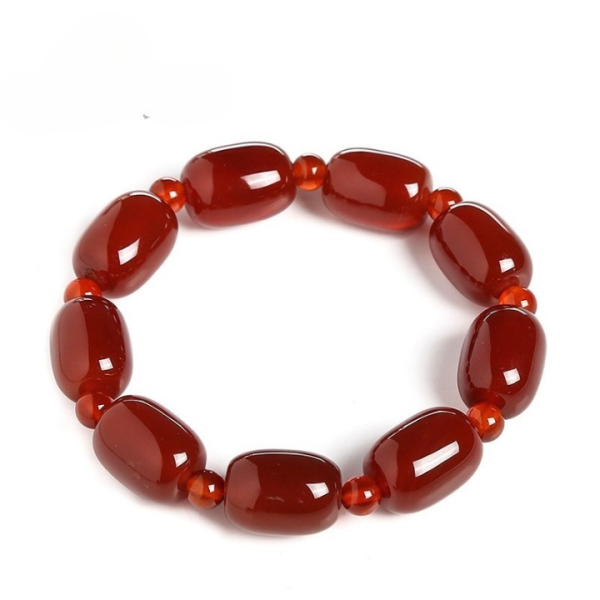 Bracelet cornaline rouge en forme de baril