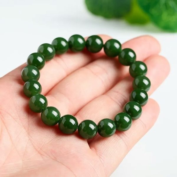 Bracelet malachite perles rondes naturelles vertes