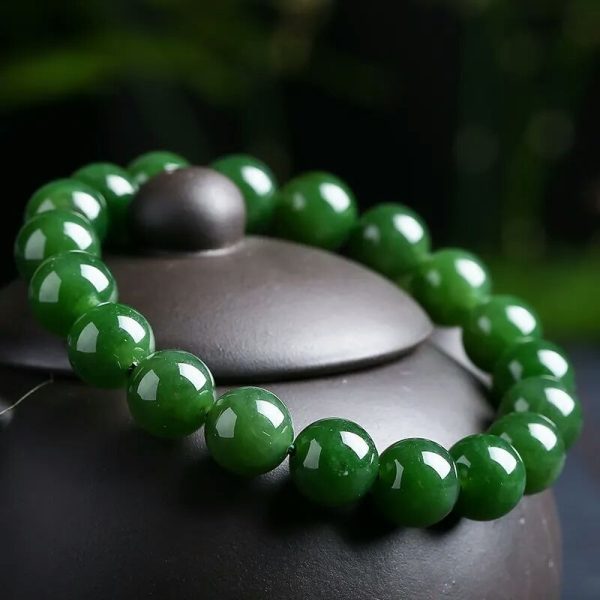 Bracelet malachite perles rondes naturelles vertes