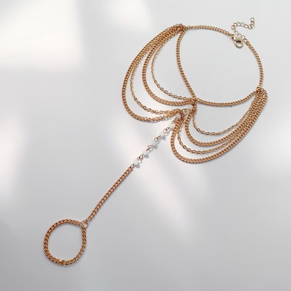 Bracelet de cheville chaîne or et perles