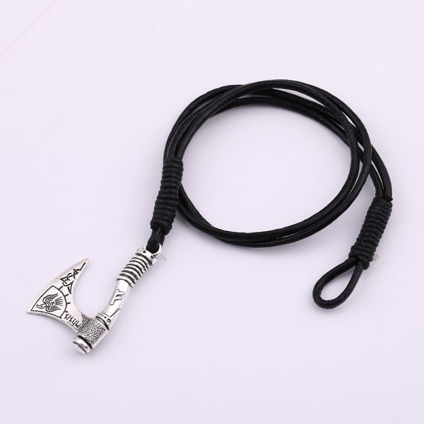 Bracelet viking lacet noir et fermoir hache