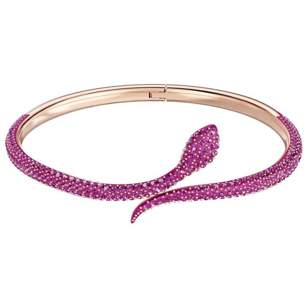 Bracelet serpent ajustable en métal et strass colorés