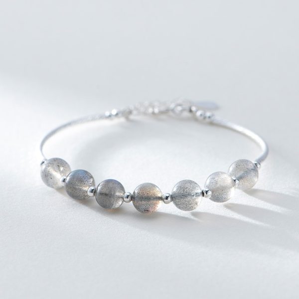 Bracelet pierre de lune perles et argent sterling