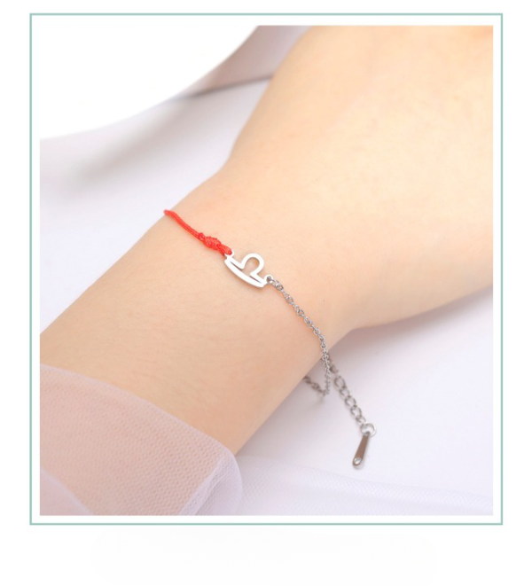 Bracelet signe astrologique cordon rouge ajustable