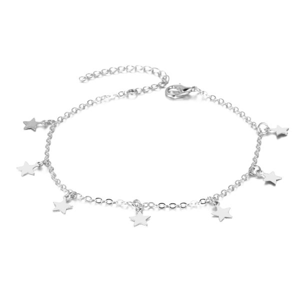 Bracelet de cheville chaîne avec pendentif étoiles